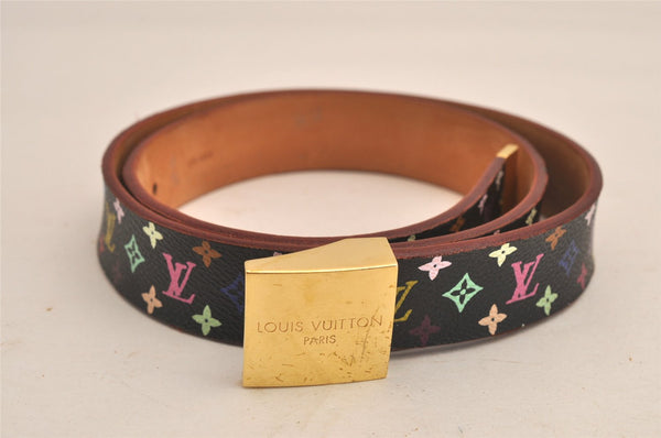 Auth Louis Vuitton Monogram Multicolor Ceinture Carre Belt 30.5-34.3"" LV 5977M