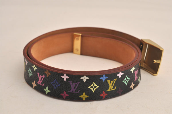 Auth Louis Vuitton Monogram Multicolor Ceinture Carre Belt 30.5-34.3"" LV 5977M