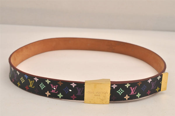 Auth Louis Vuitton Monogram Multicolor Ceinture Carre Belt 30.5-34.3"" LV 5977M