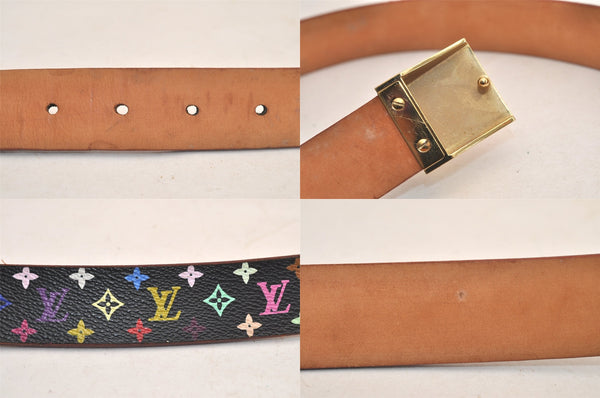 Auth Louis Vuitton Monogram Multicolor Ceinture Carre Belt 30.5-34.3"" LV 5977M