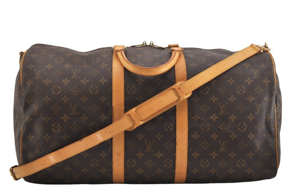 Authentic Louis Vuitton Monogram Keepall Bandouliere 55 M41414 Boston Bag 5978J