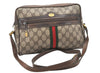 Authentic GUCCI Web Sherry Line Shoulder Cross Bag GG PVC Leather Brown 5978K