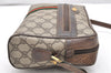 Authentic GUCCI Web Sherry Line Shoulder Cross Bag GG PVC Leather Brown 5978K