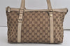 Authentic GUCCI Abbey Shoulder Tote Bag GG Canvas Leather 141470 Brown 5979K