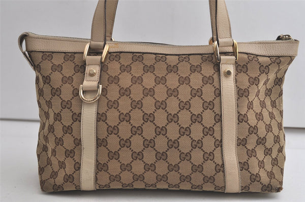 Authentic GUCCI Abbey Shoulder Tote Bag GG Canvas Leather 141470 Brown 5979K