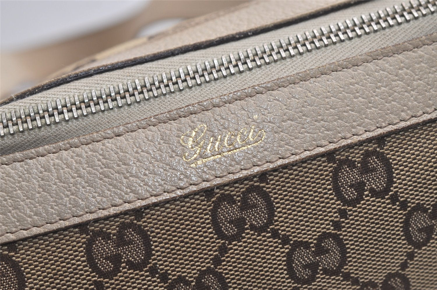 Authentic GUCCI Abbey Shoulder Tote Bag GG Canvas Leather 141470 Brown 5979K