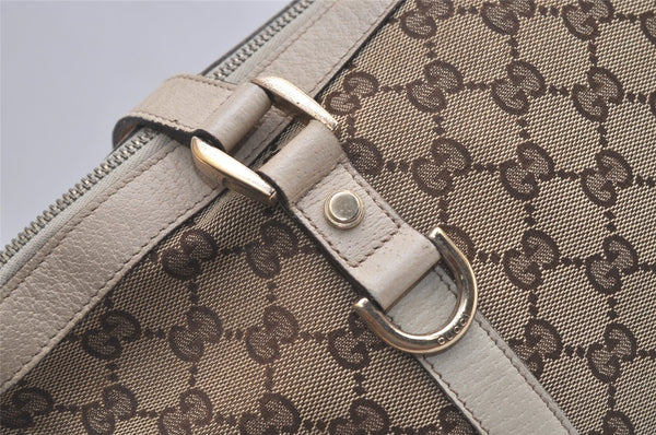 Authentic GUCCI Abbey Shoulder Tote Bag GG Canvas Leather 141470 Brown 5979K