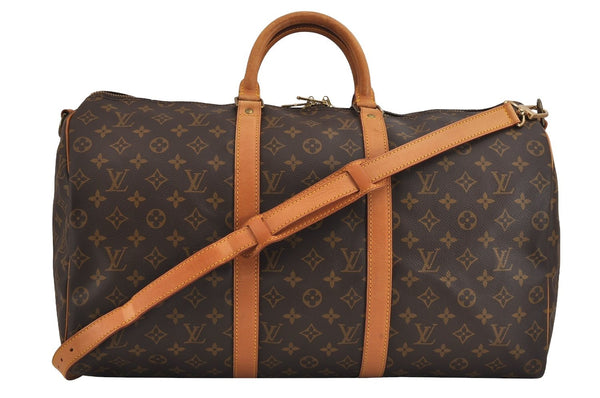 Authentic Louis Vuitton Monogram Keepall Bandouliere 50 M41416 Boston Bag 5980J