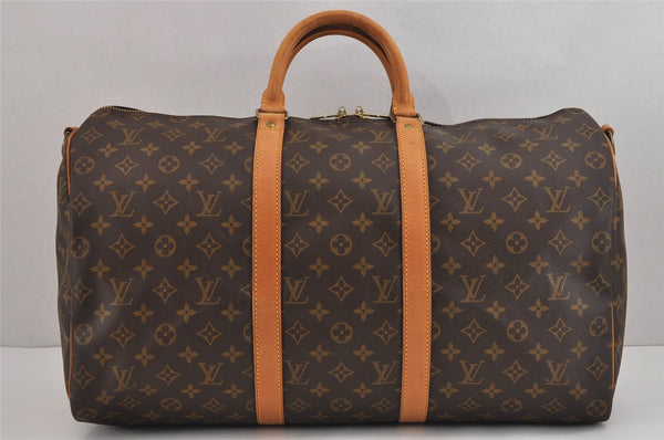 Authentic Louis Vuitton Monogram Keepall Bandouliere 50 M41416 Boston Bag 5980J