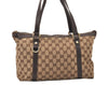 Authentic GUCCI Abbey Shoulder Tote Bag GG Canvas Leather 141470 Brown 5980K