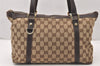 Authentic GUCCI Abbey Shoulder Tote Bag GG Canvas Leather 141470 Brown 5980K