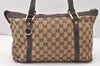 Authentic GUCCI Abbey Shoulder Tote Bag GG Canvas Leather 141470 Brown 5980K