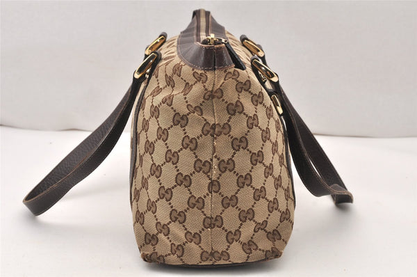 Authentic GUCCI Abbey Shoulder Tote Bag GG Canvas Leather 141470 Brown 5980K