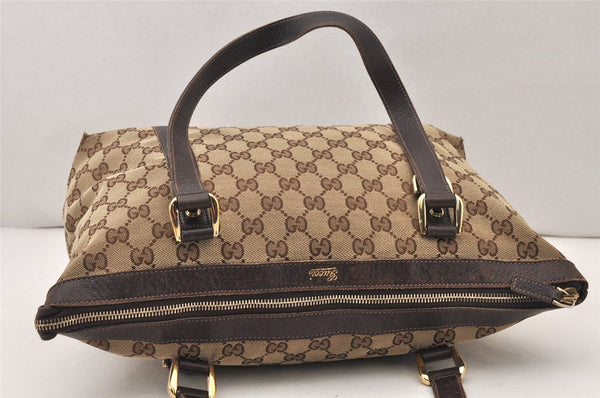 Authentic GUCCI Abbey Shoulder Tote Bag GG Canvas Leather 141470 Brown 5980K