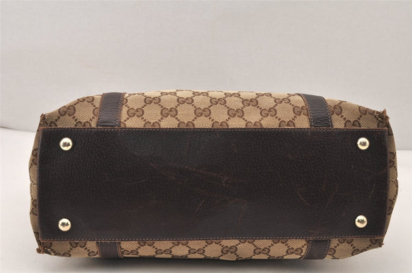 Authentic GUCCI Abbey Shoulder Tote Bag GG Canvas Leather 141470 Brown 5980K