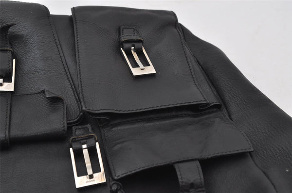Authentic GUCCI Vintage Backpack Purse Leather Black 5981I