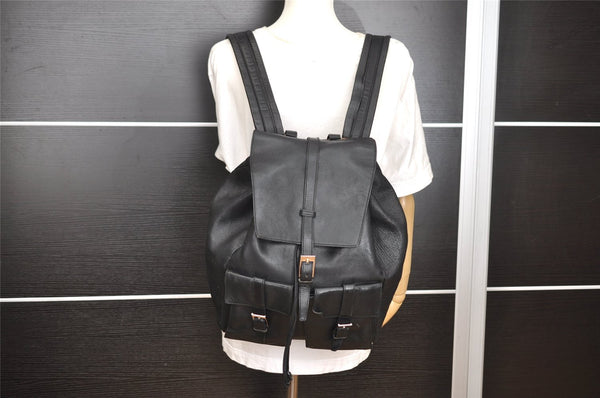 Authentic GUCCI Vintage Backpack Purse Leather Black 5981I