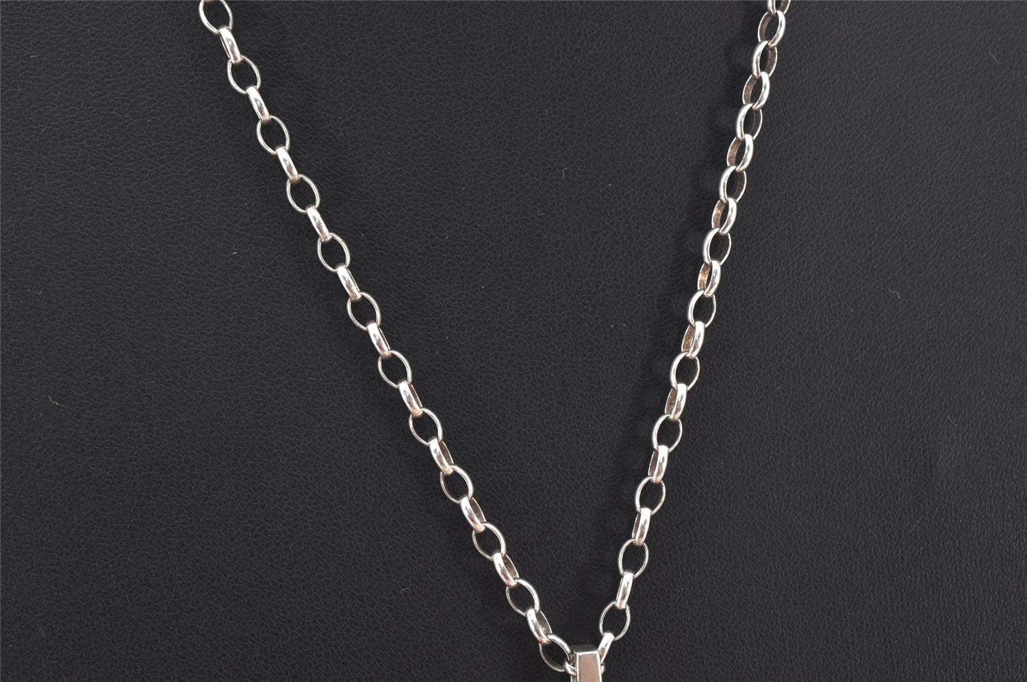 Authentic GUCCI Vintage Silver 925 Tone Plate Shape Ball Chain Necklace 5981K