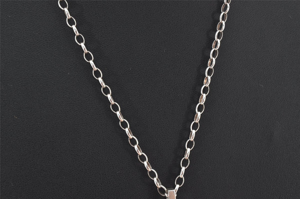 Authentic GUCCI Vintage Silver 925 Tone Plate Shape Ball Chain Necklace 5981K