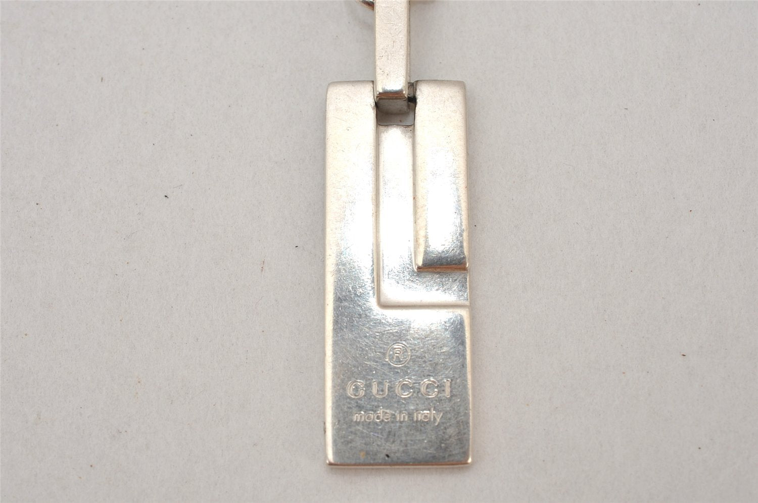 Authentic GUCCI Vintage Silver 925 Tone Plate Shape Ball Chain Necklace 5981K