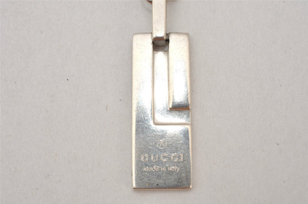 Authentic GUCCI Vintage Silver 925 Tone Plate Shape Ball Chain Necklace 5981K