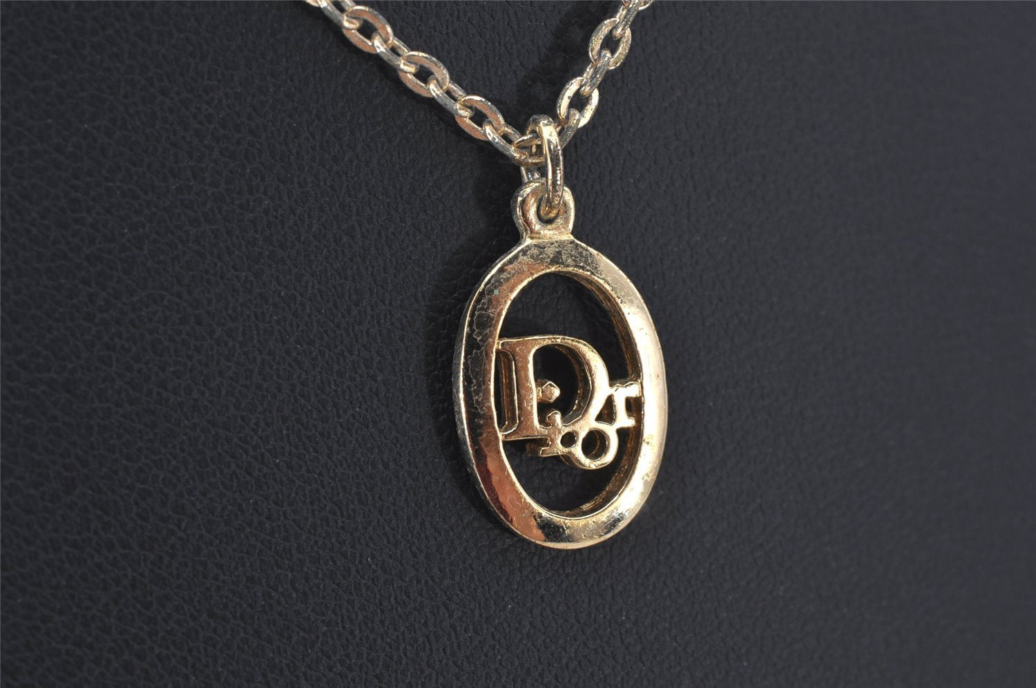 Authentic Christian Dior Gold Tone Chain Pendant Necklace CD 5984K