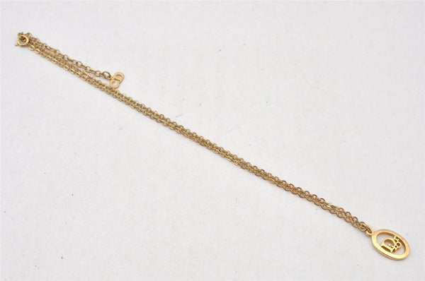 Authentic Christian Dior Gold Tone Chain Pendant Necklace CD 5984K