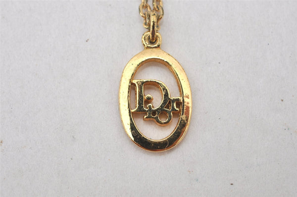 Authentic Christian Dior Gold Tone Chain Pendant Necklace CD 5984K