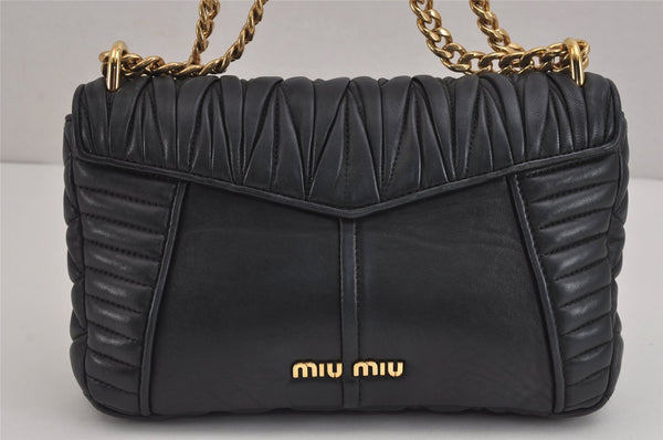 Authentic MIU MIU Matelasse Leather Shoulder Cross Body Bag Navy Blue 5985J