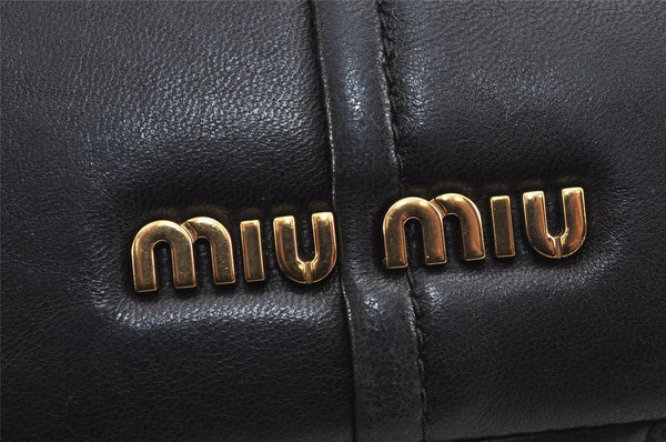 Authentic MIU MIU Matelasse Leather Shoulder Cross Body Bag Navy Blue 5985J