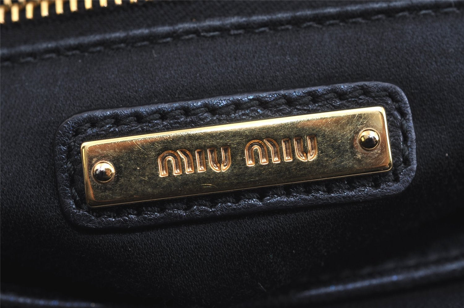 Authentic MIU MIU Matelasse Leather Shoulder Cross Body Bag Navy Blue 5985J