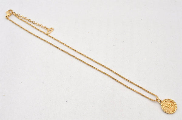 Authentic Christian Dior Gold Tone Chain Pendant Necklace CD 5988K