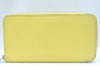 Authentic HERMES Azap Silk In Long Wallet Purse Leather Yellow 5989J