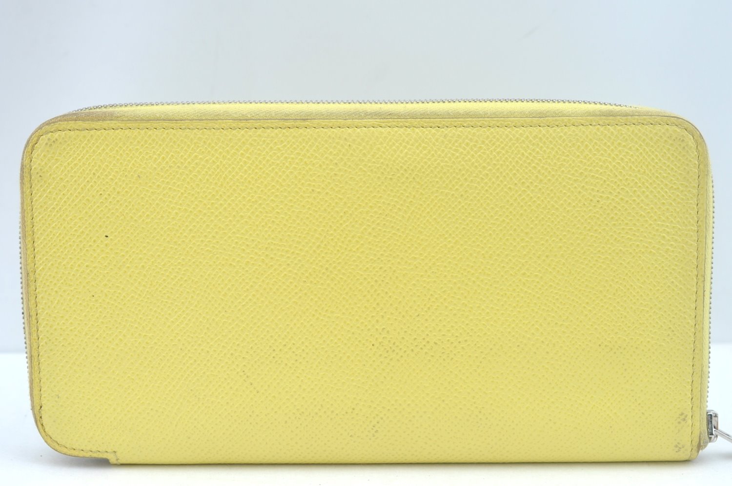 Authentic HERMES Azap Silk In Long Wallet Purse Leather Yellow 5989J