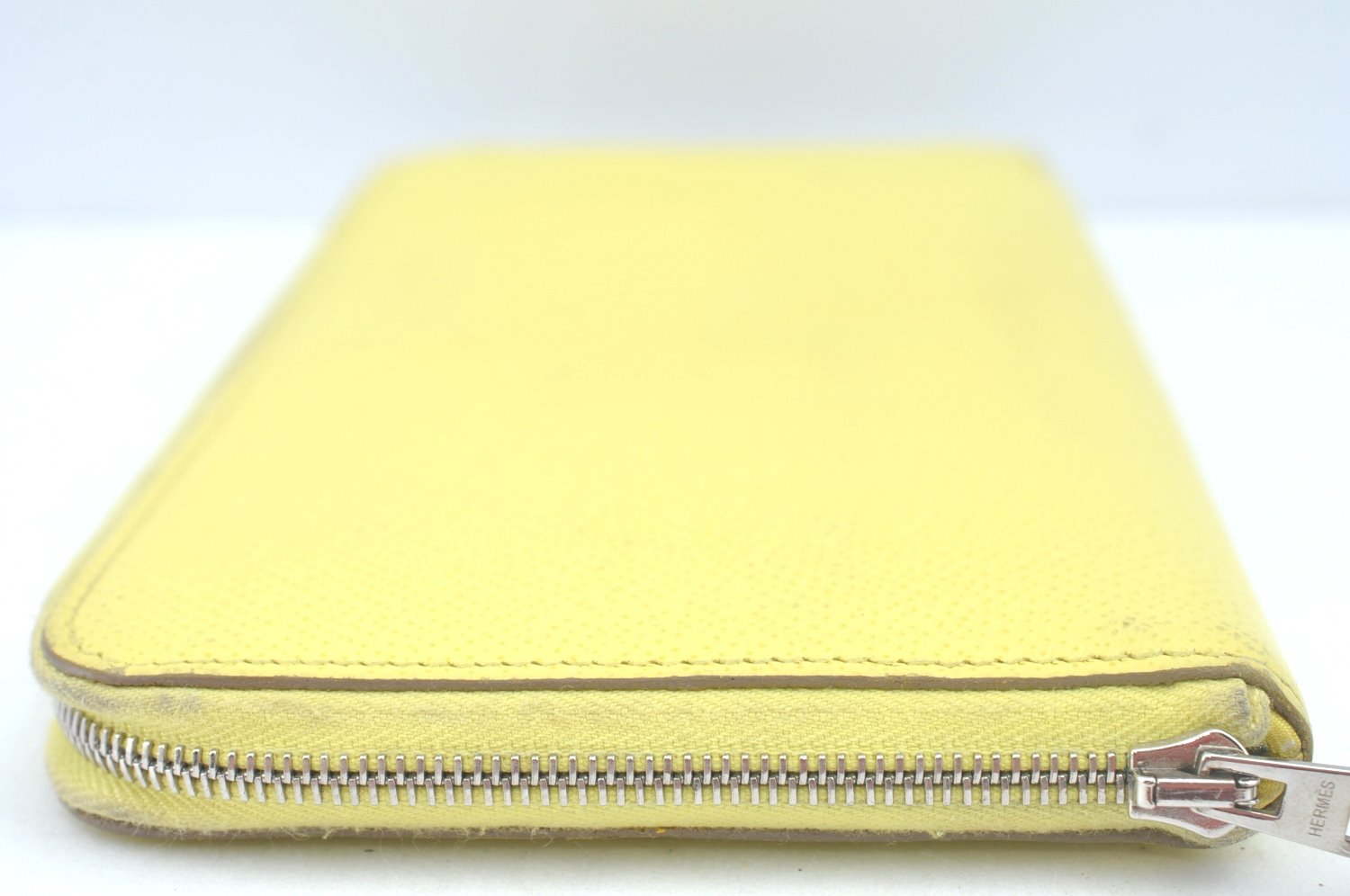 Authentic HERMES Azap Silk In Long Wallet Purse Leather Yellow 5989J