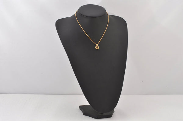 Authentic Christian Dior Gold Tone Chain Pendant Necklace CD 5989K