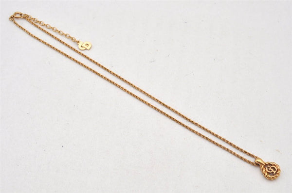 Authentic Christian Dior Gold Tone Chain Pendant Necklace CD 5989K