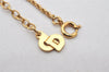 Authentic Christian Dior Gold Tone Chain Pendant Necklace CD 5989K