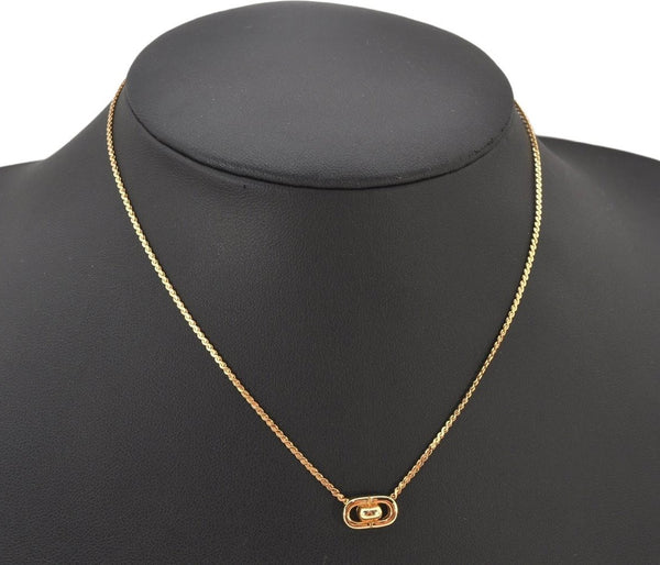 Authentic Christian Dior Gold Tone Chain Pendant Necklace CD 5990K