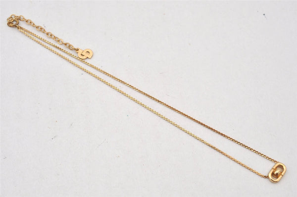 Authentic Christian Dior Gold Tone Chain Pendant Necklace CD 5990K