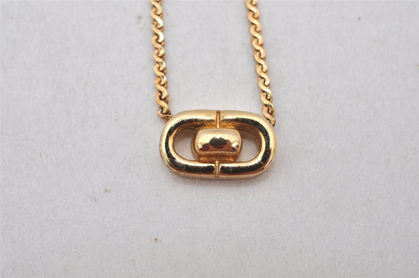 Authentic Christian Dior Gold Tone Chain Pendant Necklace CD 5990K