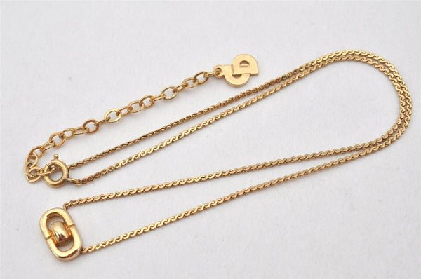 Authentic Christian Dior Gold Tone Chain Pendant Necklace CD 5990K