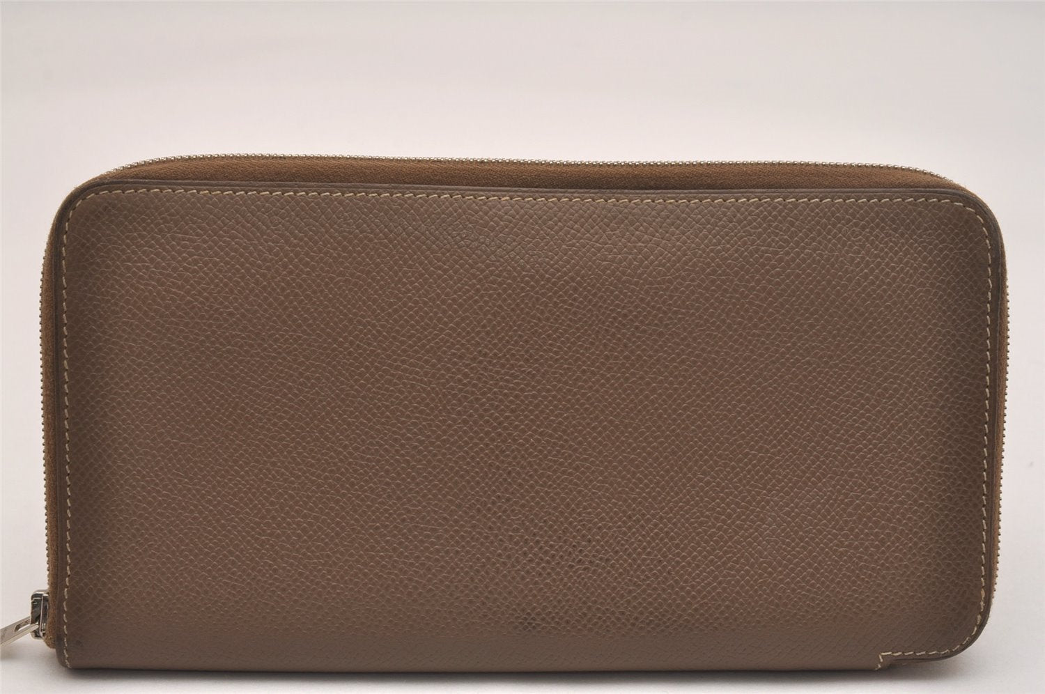 Authentic HERMES Azap Silk In Long Wallet Purse Leather Brown 5991J