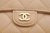 Authentic CHANEL Caviar Skin Matelasse Long Wallet Purse CC Logo Beige 5993J