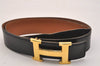 Authentic HERMES Constance Leather Belt Size 70cm 27.6" Black Brown 5994J