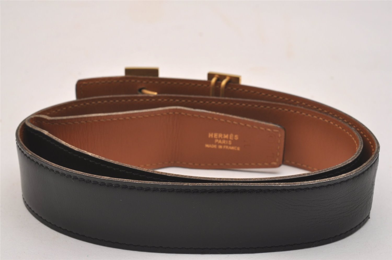 Authentic HERMES Constance Leather Belt Size 70cm 27.6