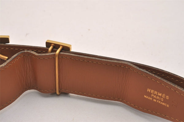 Authentic HERMES Constance Leather Belt Size 70cm 27.6" Black Brown 5994J