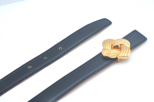 Authentic HERMES Leather Belt Reversible Size 65cm 25.6" Black Yellow 5995J