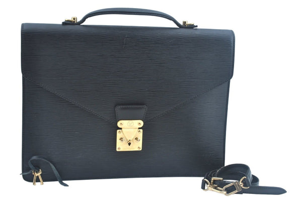 Auth Louis Vuitton Epi Porte Documents Bandouliere Briefcase M54462 Black 5996I