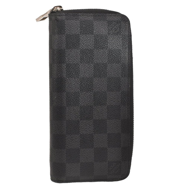 Authentic Louis Vuitton Damier Graphite Zippy Wallet Vertical N63095 LV 5997J